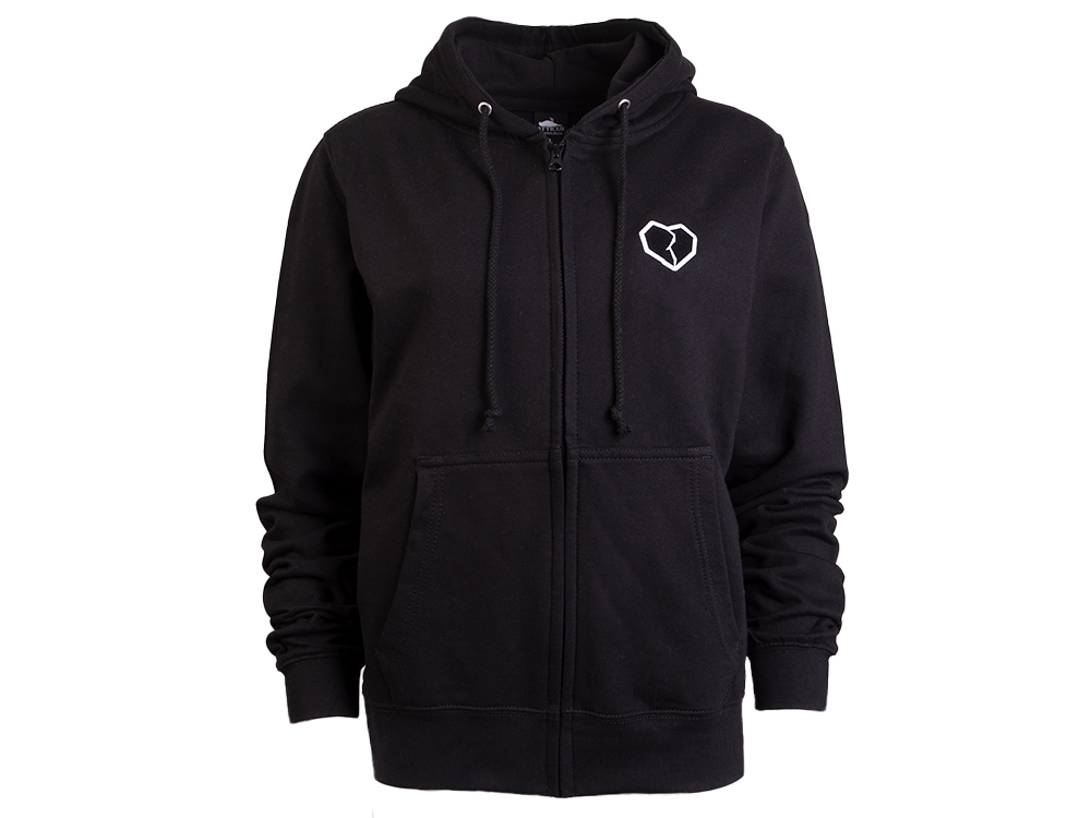 Women Heart Zip Hoodie Black