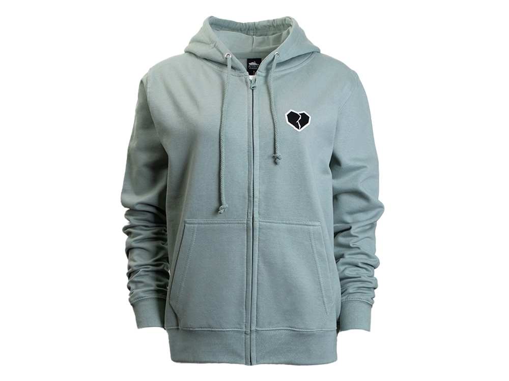 Women Heart Zip Hoodie Dusty Green